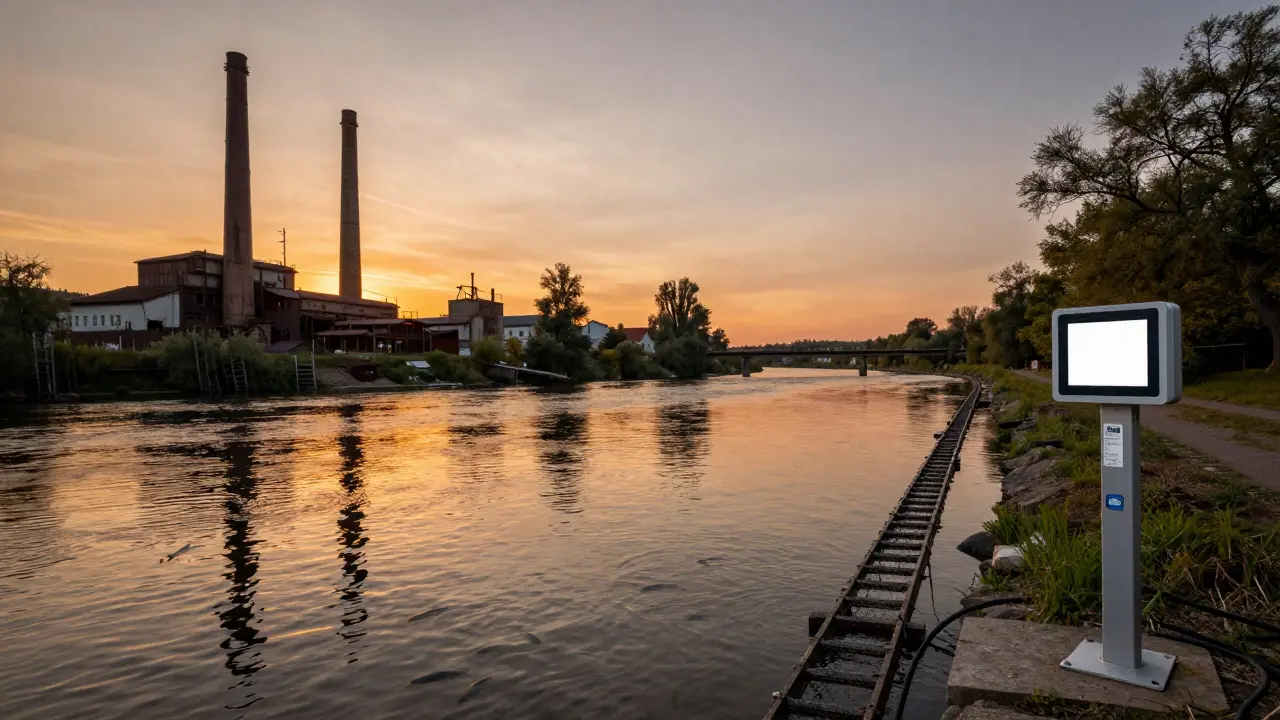 Labe u Ústí nad Labem: bývalý průmysl a obnova přírody, ryby se vrací do řeky.