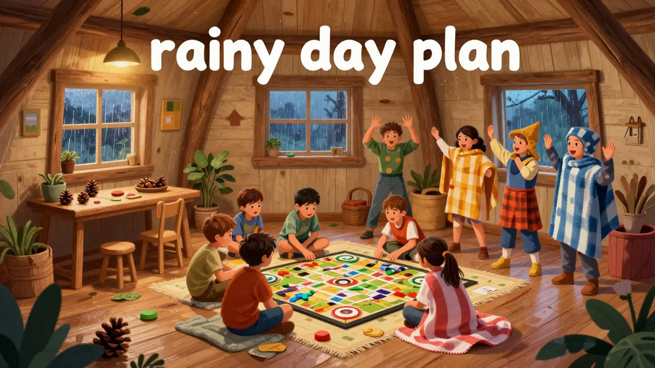 Děti v dřevěné chatěstěn zapojené do kreativních aktivit za yağdeře.