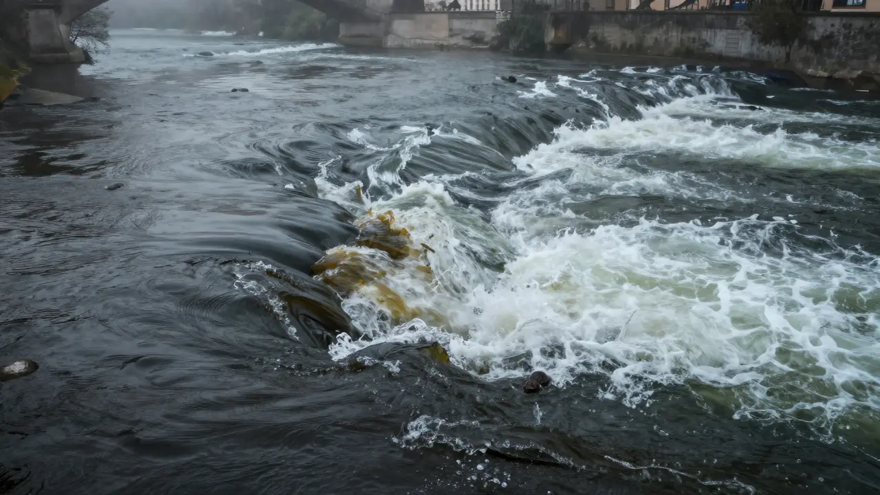 Soutok řek Berounky a Sázavy do Vltavy v Praze.