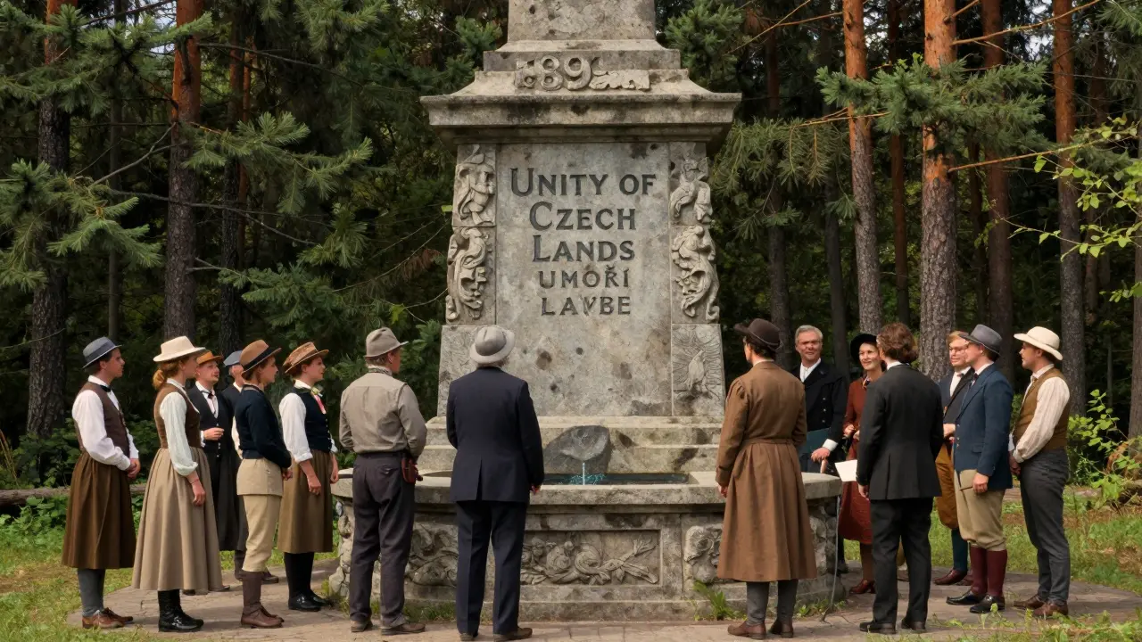 Historická scéna slavnosti u památníku Umoří Labe v roce 1894